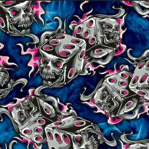 Blue and Pink Dice Hydrographics Film 50cm wide